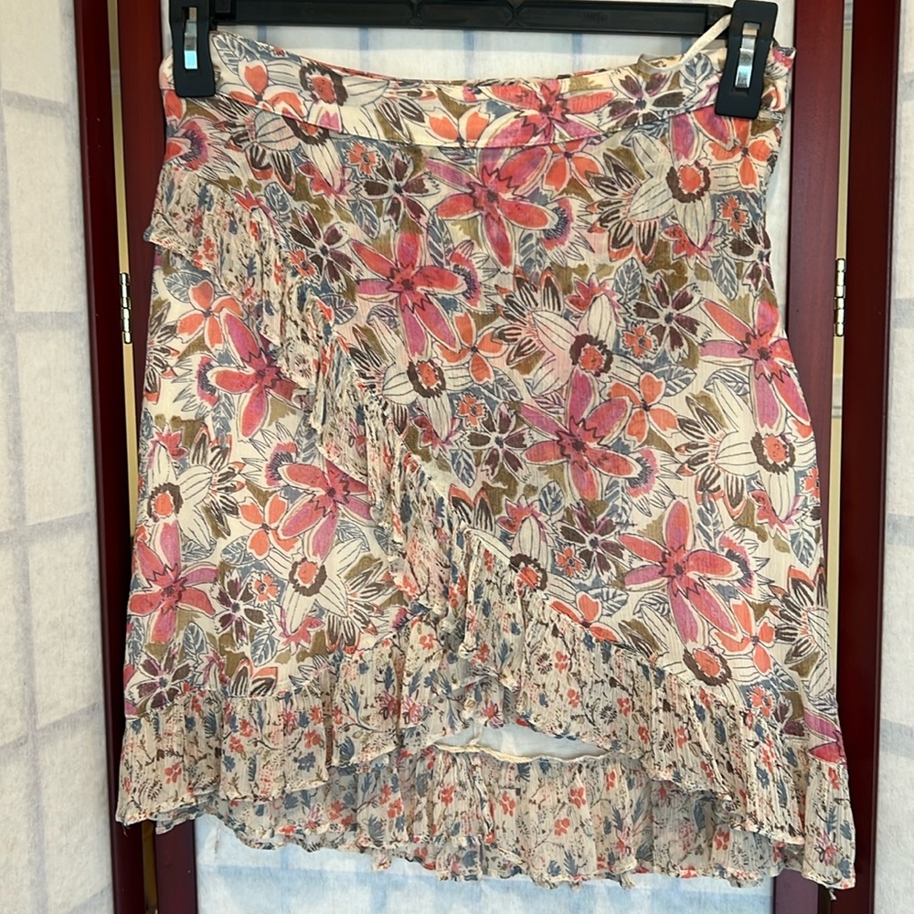 Free People floral chiffon skirt cream pink in size 6